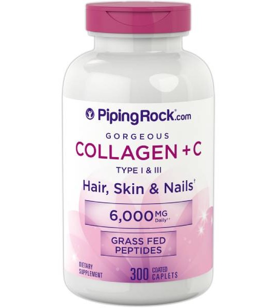Piping Rock Hydrolyzed Collagen Type I & III + C 6000 мг (300 табл)