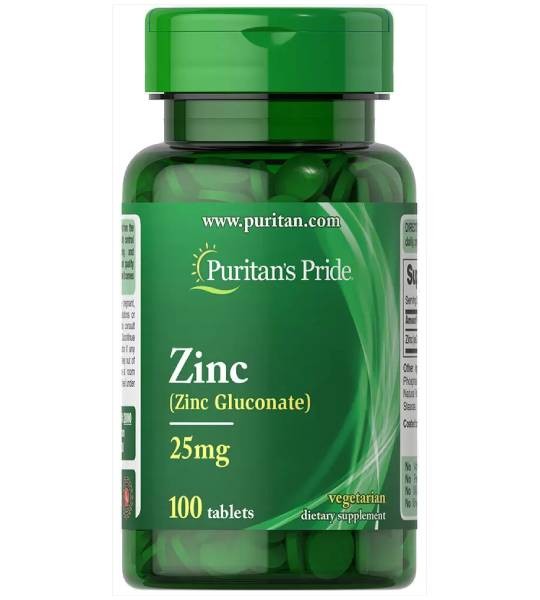 Puritan's Pride Zinc Gluconate 25 мг (100 табл)
