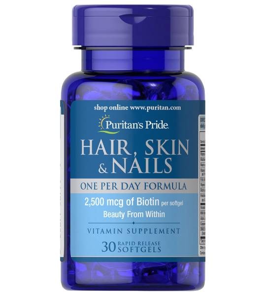 Puritan's Pride Hair Skin & Nails One Per Day Formula +Biotin 2500 мкг (30 капc)