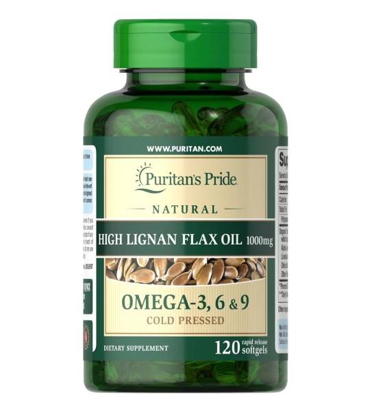 Puritan's Pride Natural Flax Oil 1000 мг Omega 3,6 & 9  (120 капс)