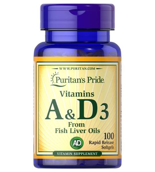 Puritan's Pride Vitamins A&D3 from Fish Liver Oils (100 капс)