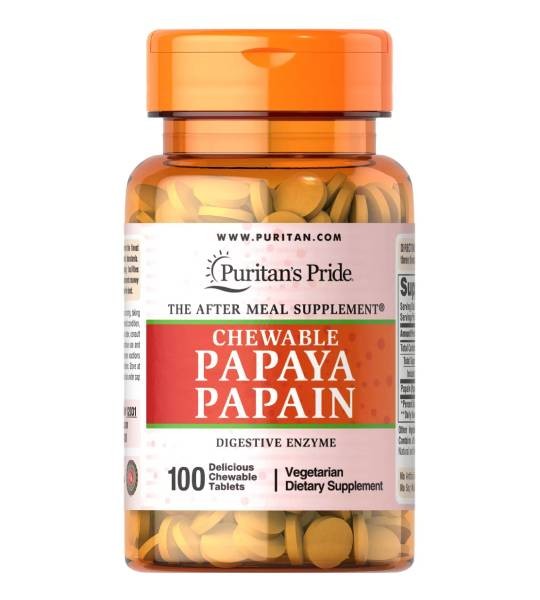 Puritan's Pride Chewable Papaya Papain (100 табл)