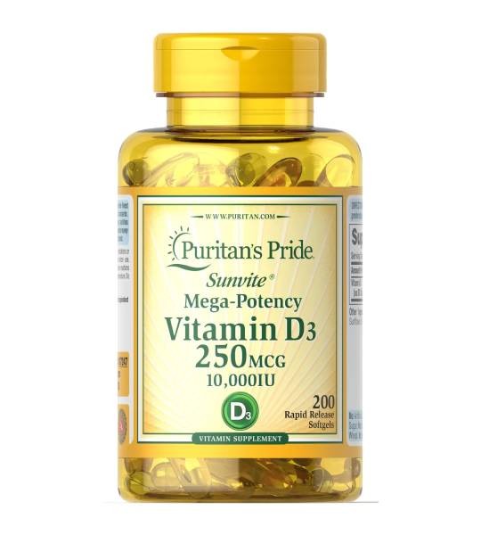 Puritan's Pride Vitamin D3 250 mcg (10000 IU) 200 капс