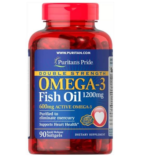 Puritan's Pride Double Strength Omega-3 Fish Oil 1200 мг (600 мг Active Omega-3) (90 капс)