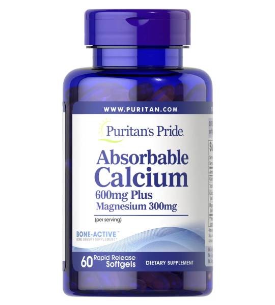 Puritan's Pride Absorbable Calcium 600 мг +Magnesium 300 мг (60 капс)