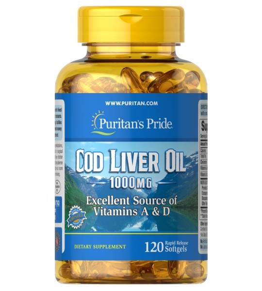 Puritan's Pride Cod Liver Oil 1000 мг +Vit.A&D (120 капс)