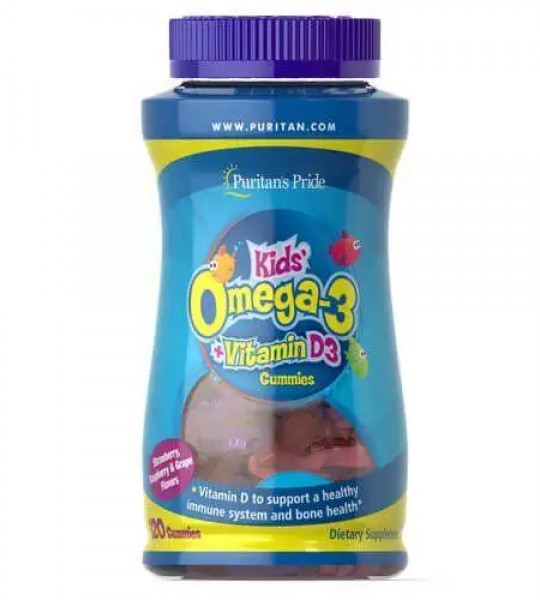 Puritan's Pride Kid's Omega 3 + Vitamin D3 Gummies 120 капс