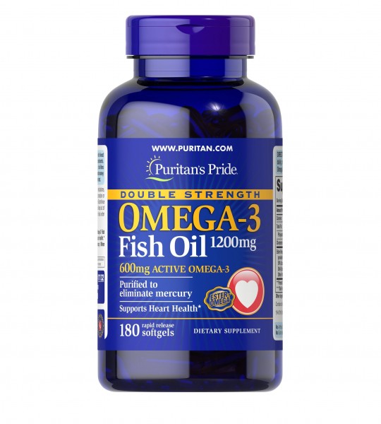 Puritan's Pride Double Strength Omega-3 Fish Oil 1200 мг (600 мг Active Omega-3) (180 капс)