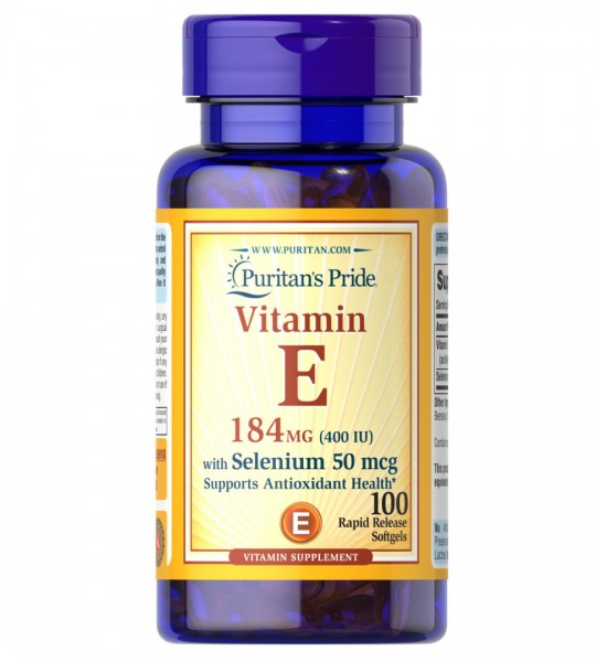 Puritan's Pride Vitamin E 184 мг + Selenium 50 мкг (100 капс)