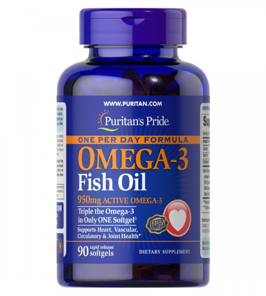 Puritan's Pride One Per Day Active Omega 3 Fish Oil 1360 mg (90 капс)