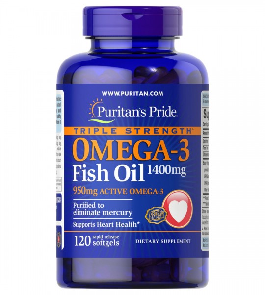 Puritan's Pride Triple Strength Active Omega 3 Fish Oil 1400 мг (950 мг Active Omega-3) 120 капс