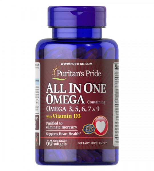Puritan's Pride All In One Omega 3, 5, 6, 7 & 9 with Vitamin D3 (60 капс)