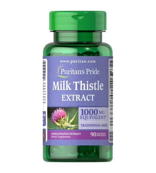Puritan's Pride Milk Thistle 4:1 Extract 1000 мг (Silymarin) 90 капс