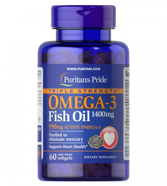 Puritan's Pride Triple Strength Active Omega 3 Fish Oil 950 mg (60 капс)