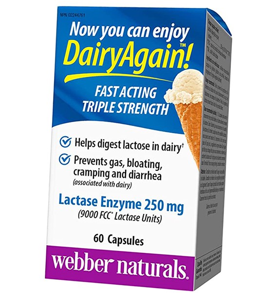 Webber Naturals Lactase Enzyme 250 мг 60 капс