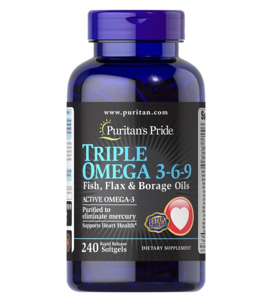 Puritan's Pride Triple Omega 3-6-9 Fish Flax & Borage Oils (240 капс)